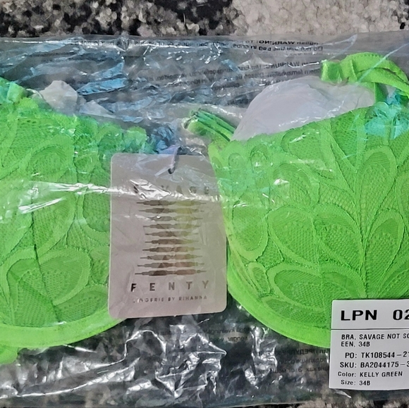 Savage x Fenty 34B Sorry not Sorry Lined blaconette bra in Kelly green - Picture 3 of 4